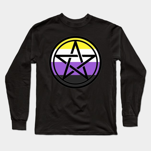 Large Print Pentacle LGBT Flag Nonbinary Long Sleeve T-Shirt by aaallsmiles